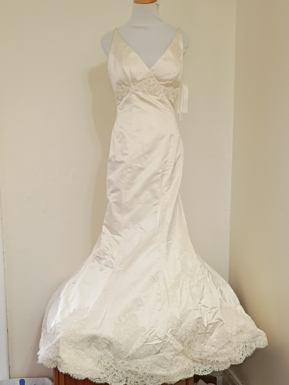 Paloma Blanca 100% Silk Beaded Embroidered Sleeveless Wedding Gown 8 - 3912 NWT